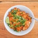 Plant Based Chilaquiles with Tofu, Corn and Lime