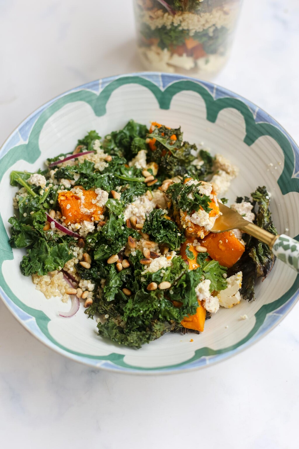 Picture of Creamy Tahini, Kale & Pumpkin Salad - Glow Diaries