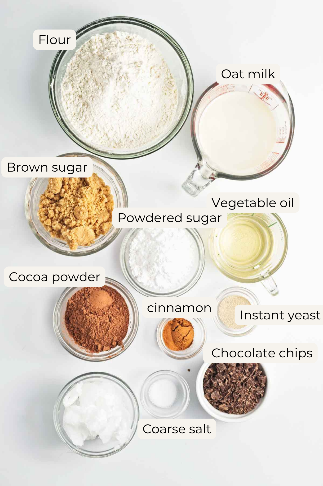 Ingredients of Chocolate Cinnamon Rolls