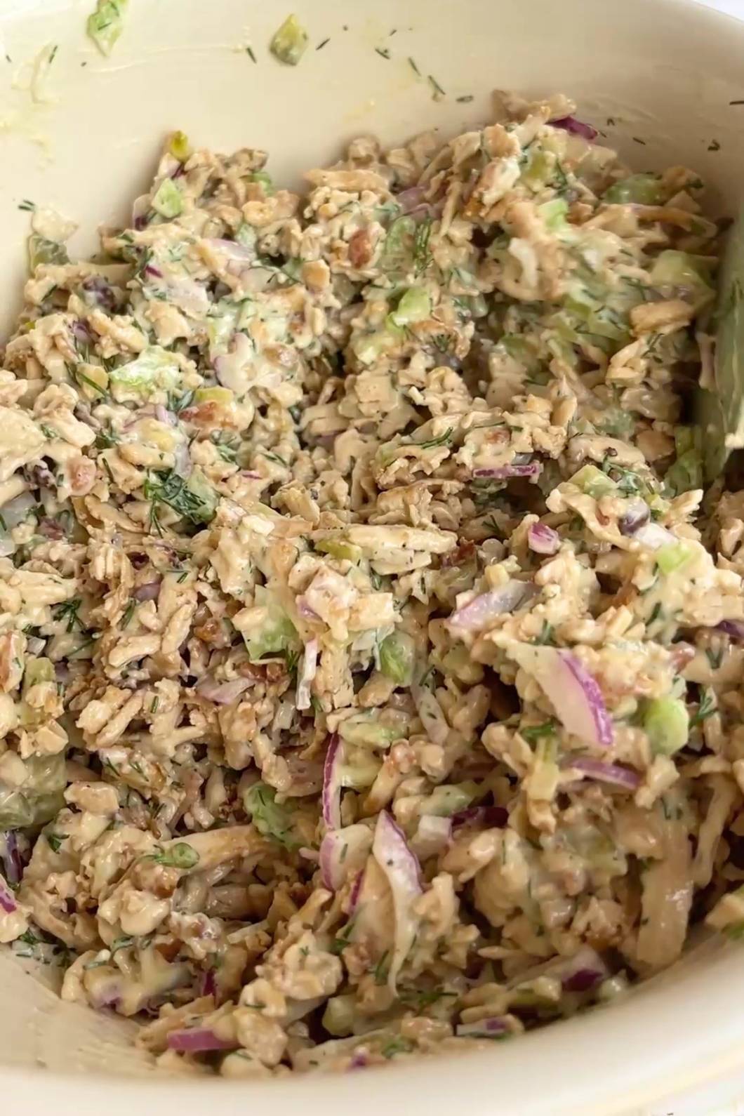 Tofu mayo filling tossed together.